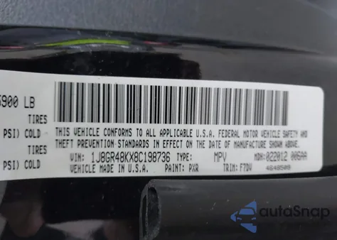 2008 Jeep Grand Cherokee Laredo из США, поврежденный, VIN 1J8GR48KX8C198736
